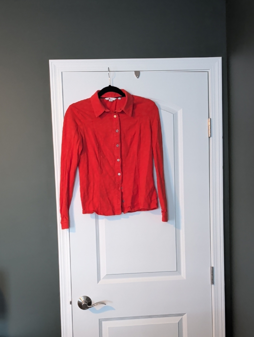 Boden Red Button-Up Long Sleeve Shirt